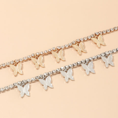 Single-Layer Diamond Butterfly Necklace