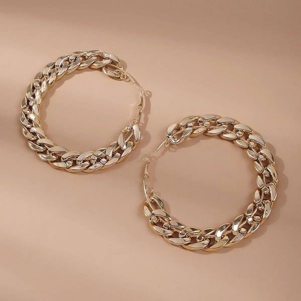 Exaggerated Chain Hoop Earrings