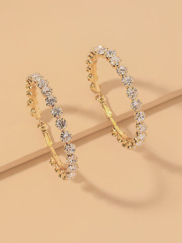 Diamond Hoop Earrings W/ Big Rhinestones