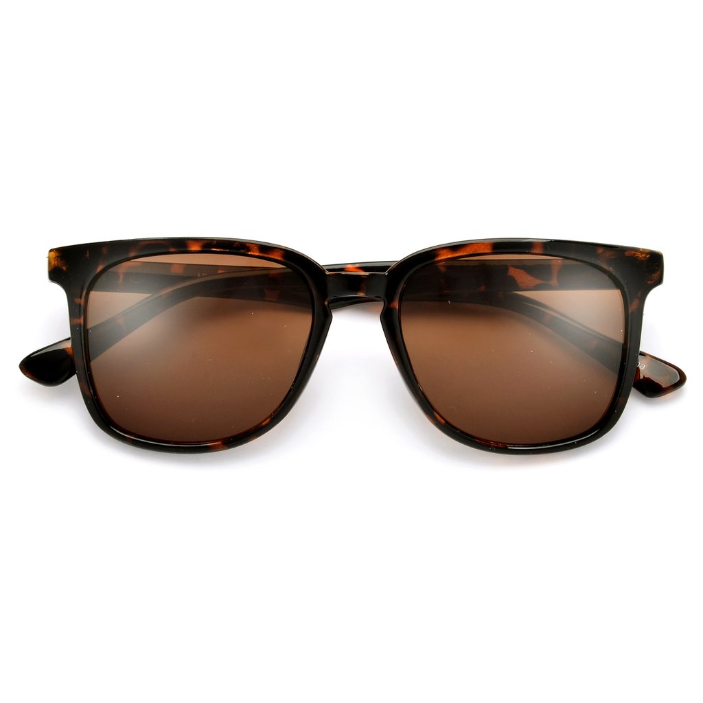 Classic Tortoise Half Frame Keyhole Bridge Sunglasses