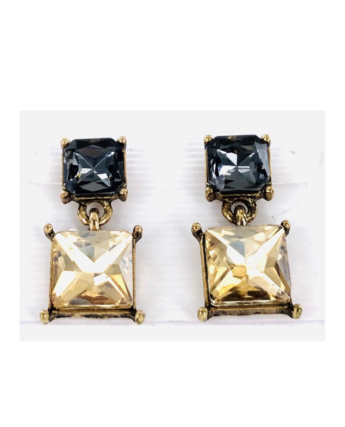 Princess Cut Crystal Drop Earrings