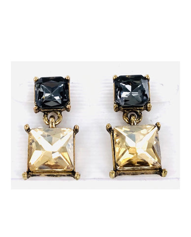 Princess Cut Crystal Drop Earrings