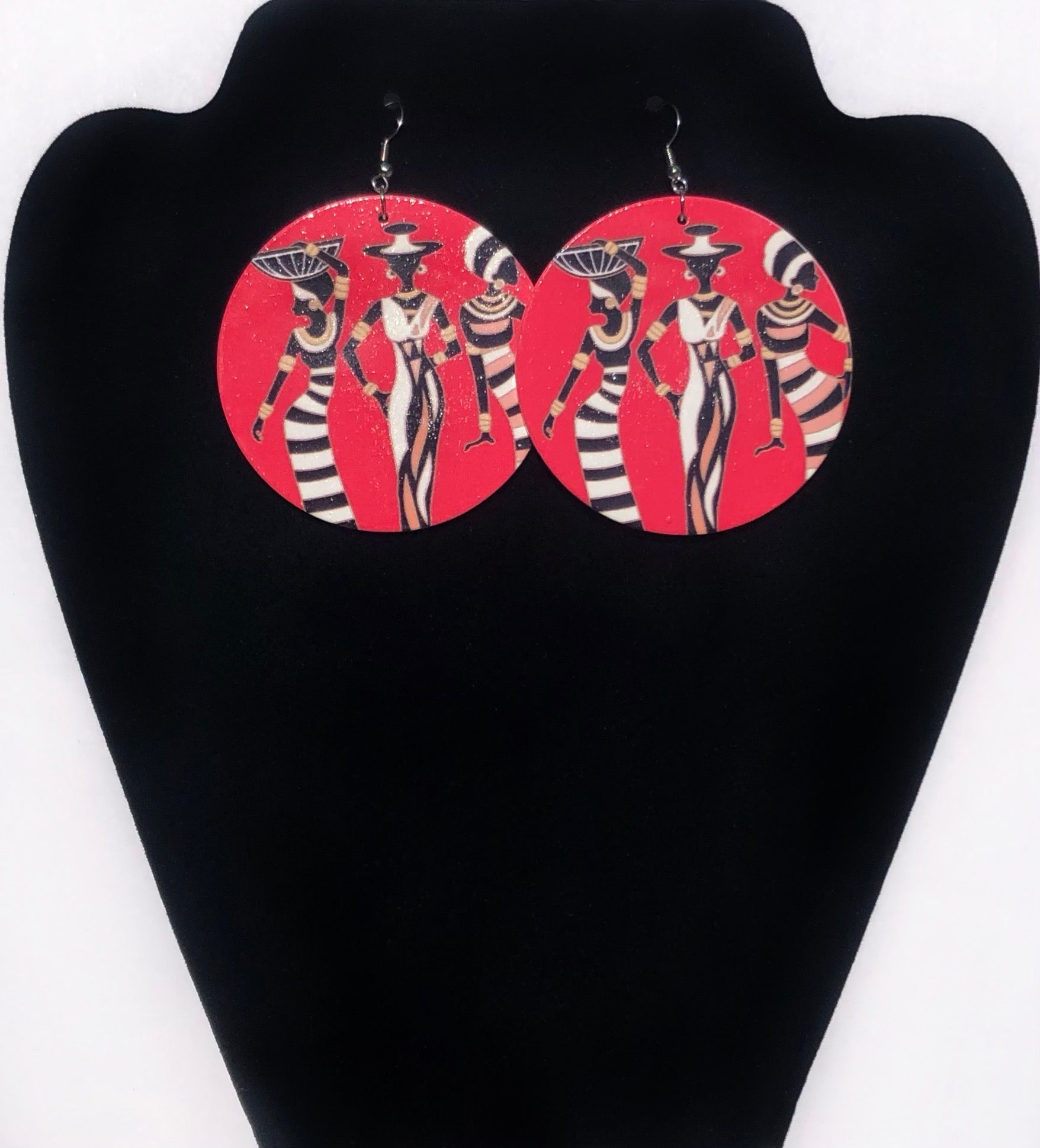 Artistic Hot Coral Colored Earrings