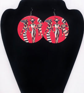 Artistic Hot Coral Colored Earrings