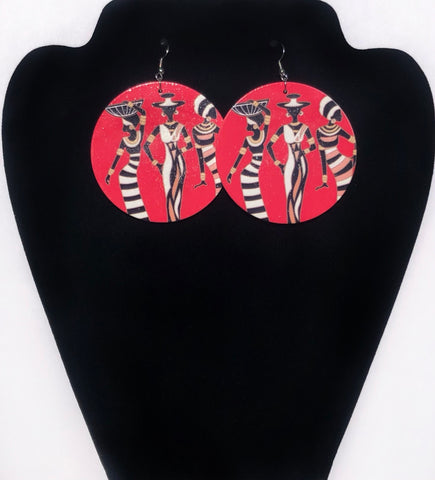 Artistic Hot Coral Colored Earrings