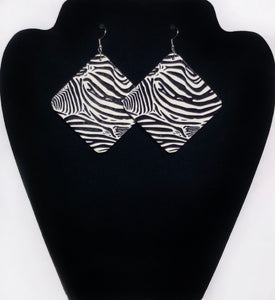 Diamond Shaped Zebra Print Earrings