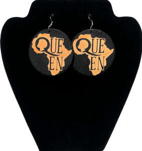 Round Wooden Queen Earrings