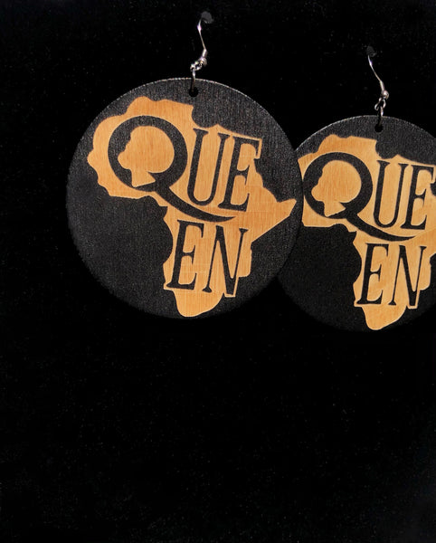 Round Wooden Queen Earrings