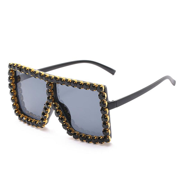 Square Retro Rhinestone Fashion Sunglasses