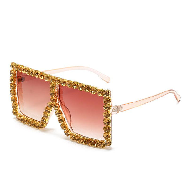 Square Retro Rhinestone Fashion Sunglasses