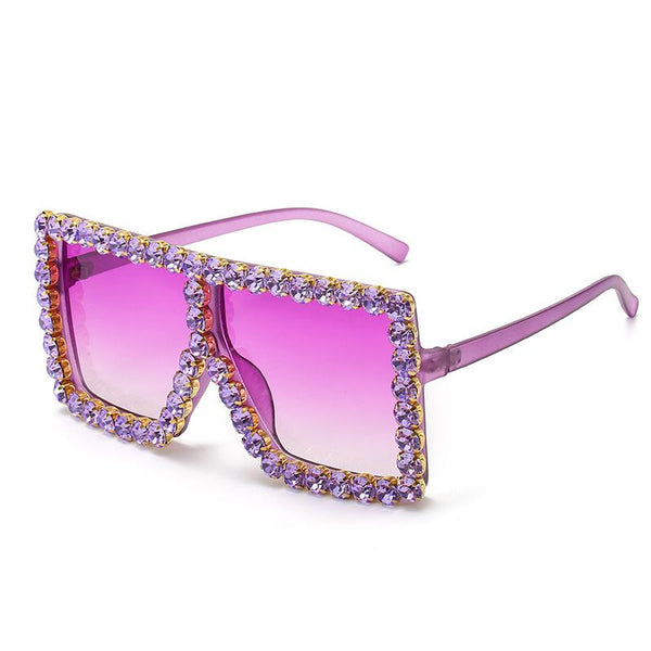 Square Retro Rhinestone Fashion Sunglasses