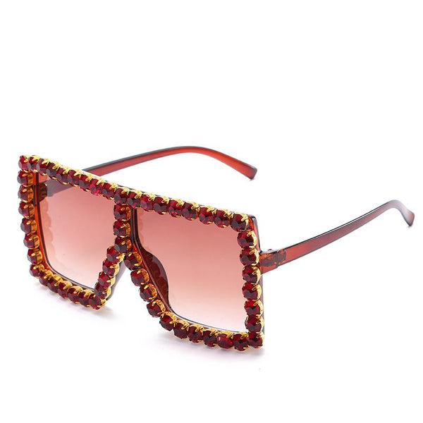 Square Retro Rhinestone Fashion Sunglasses