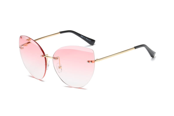 Women's Rimless Round Cat Eye Sunglasses