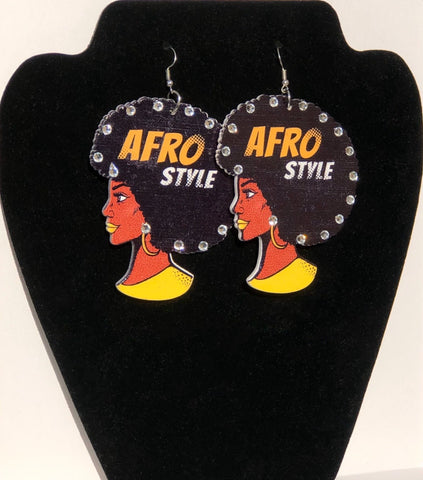 Afro Style Rhinestone Earrings