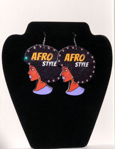 Afro Style Rhinestone Earrings