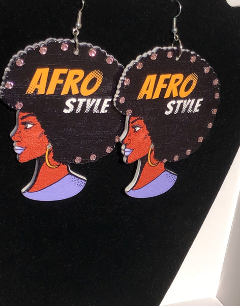 Afro Style Rhinestone Earrings