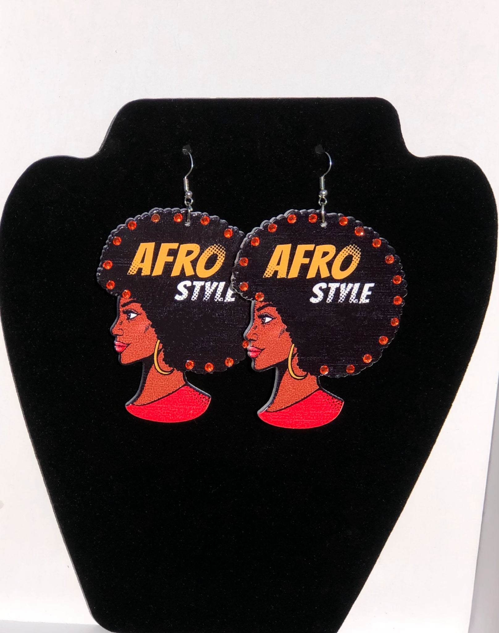 Afro Style Rhinestone Earrings