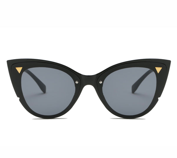 Modern Round Gold Accented Cat Eye Sunglasses