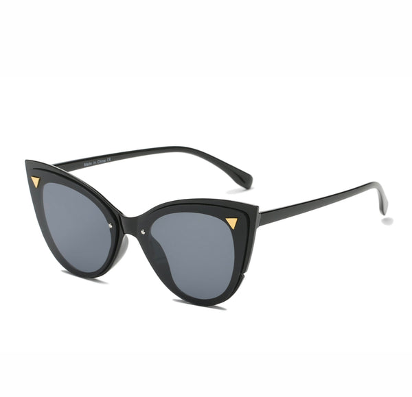 Modern Round Gold Accented Cat Eye Sunglasses