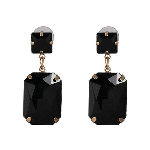 Black Geometric Diamond Dangle Earrings