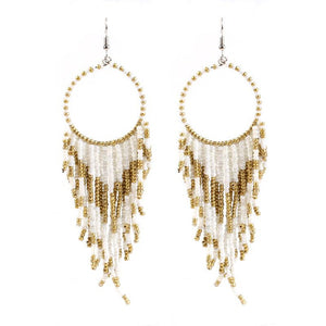 Long Vintage Beaded Tassel Earrings