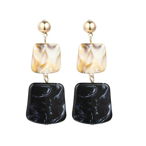 Vintage Square Texture Contrast Acetic Acid Earrings