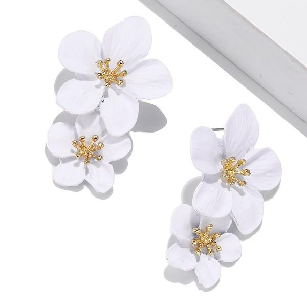 Double Layer Alloy Flower Earrings