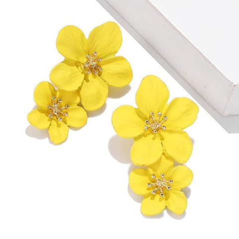 Double Layer Alloy Flower Earrings