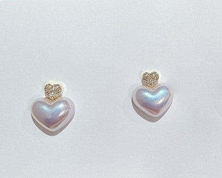 Pearl Double Heart Earrings