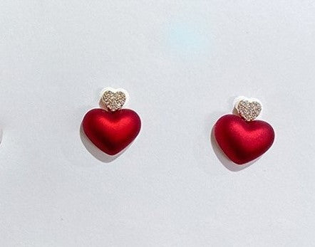 Pearl Double Heart Earrings