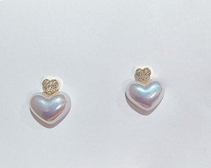 Pearl Double Heart Earrings