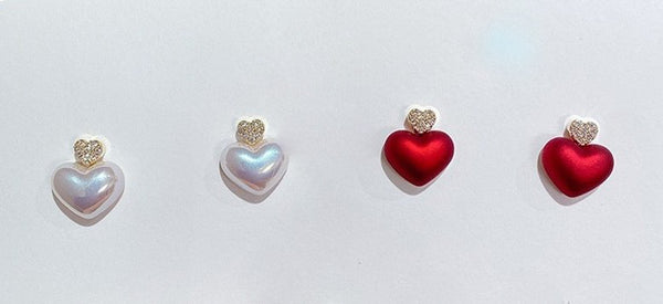 Pearl Double Heart Earrings