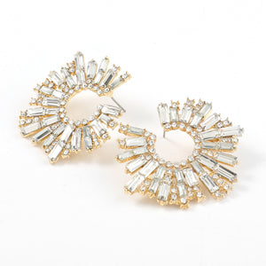 Diamond Studded Flat Hoop Earrings