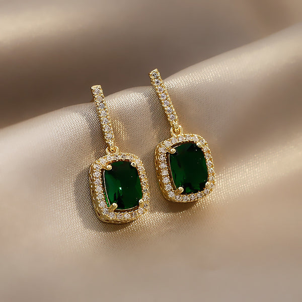 Small Elegant Emerald Drop Earrings