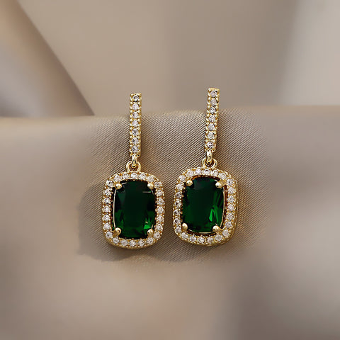 Small Elegant Emerald Drop Earrings