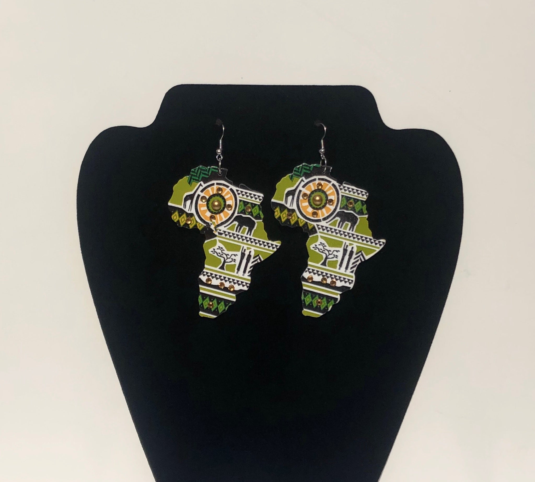 Rhinestone Map of Africa Earrings