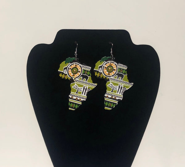 Rhinestone Map of Africa Earrings