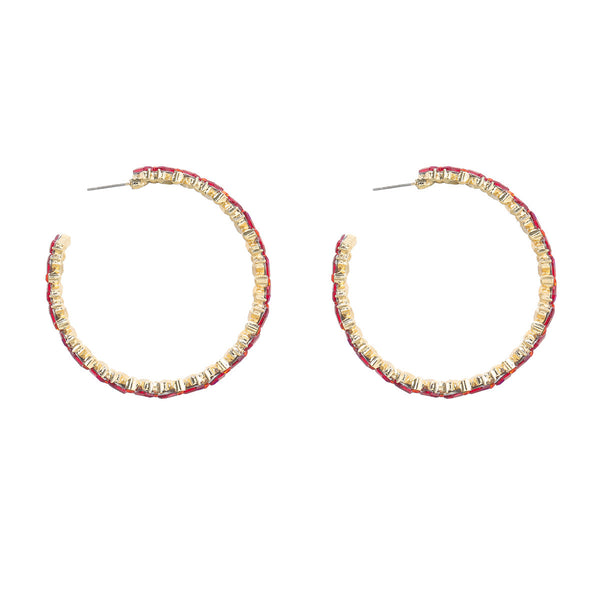 Oversized Flat Rhinestone Hoop Earrings