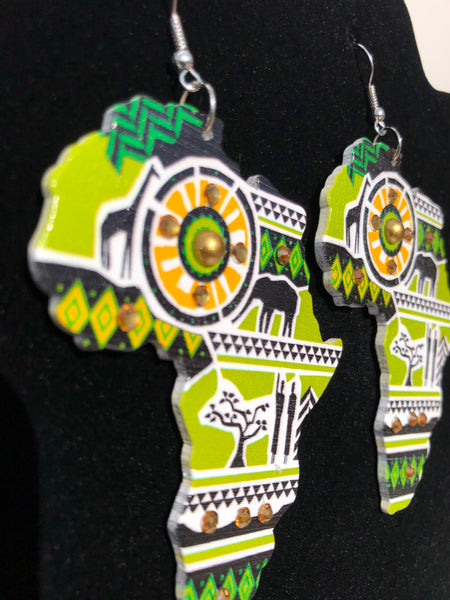 Rhinestone Map of Africa Earrings