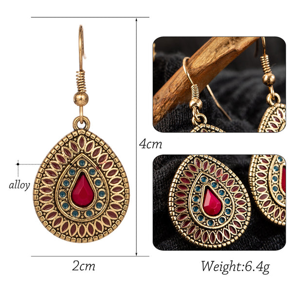 Gold Inlaid Pendant Drop Earrings