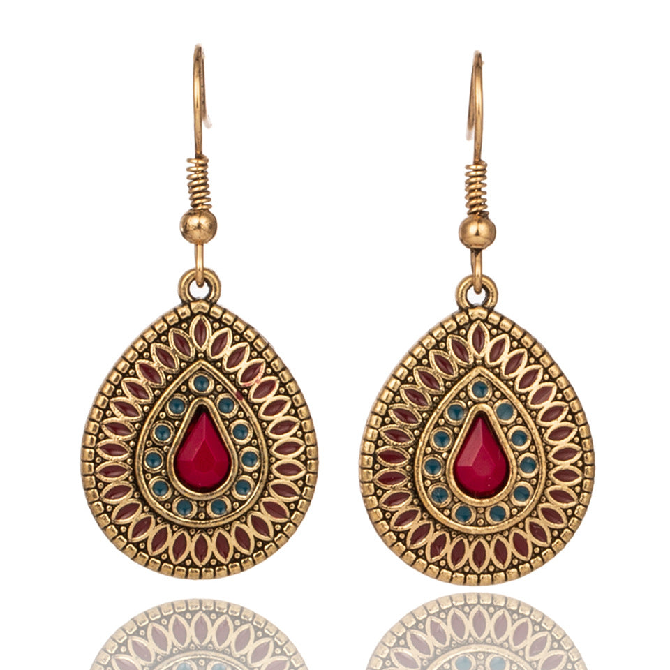 Gold Inlaid Pendant Drop Earrings