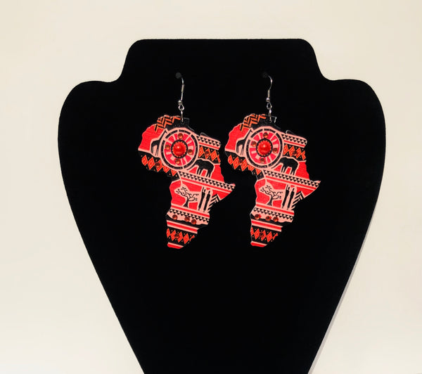 Rhinestone Map of Africa Earrings