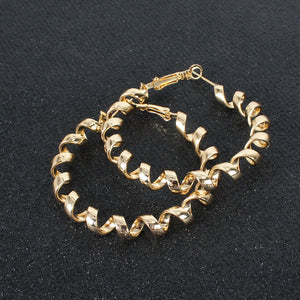 Gold Spiral Hoop Earrings