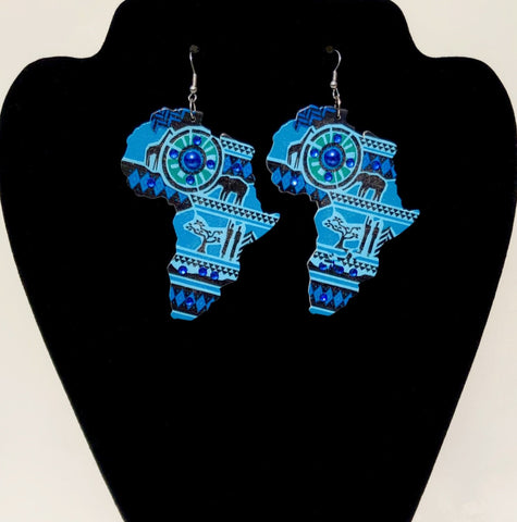 Rhinestone Map of Africa Earrings